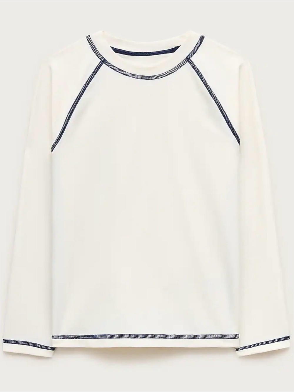 Crewcuts Kids Long-Sleeve Rash Guard White with Navy Trim Size 4-5 NWOT